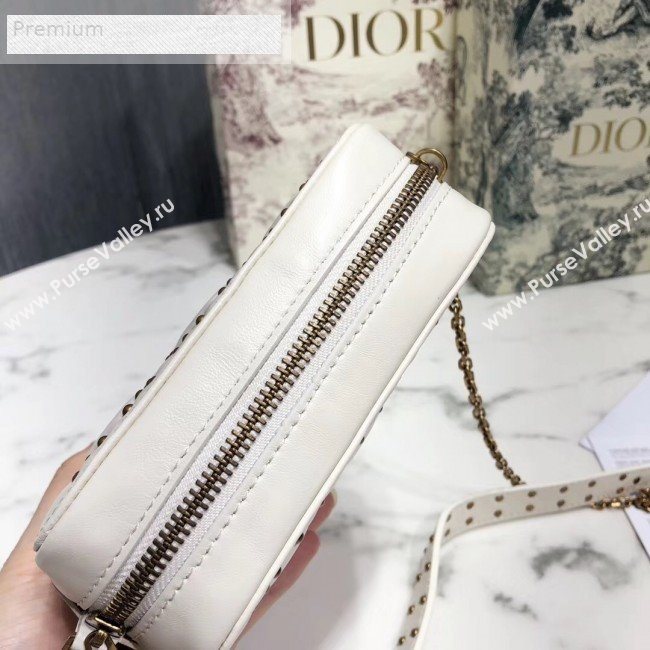 Dior Lady Dior Studded Lambskin Camera Case Shoulder Bag White 2019 (LI-9071334)