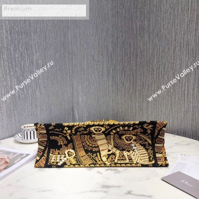 Dior Book Tote in Embroidered Canvas Gold/Black 2019 (LI-9071335)