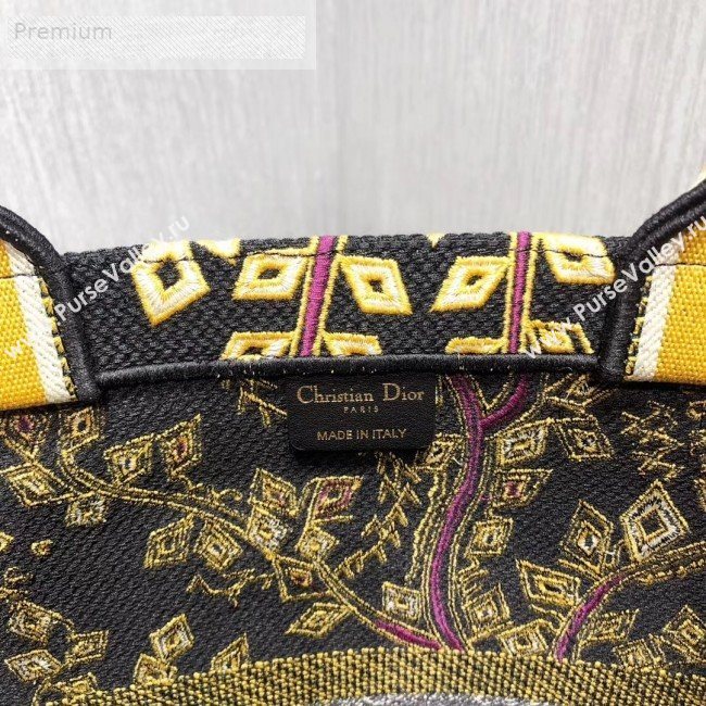 Dior Book Tote in Embroidered Canvas Gold/Black 2019 (LI-9071335)