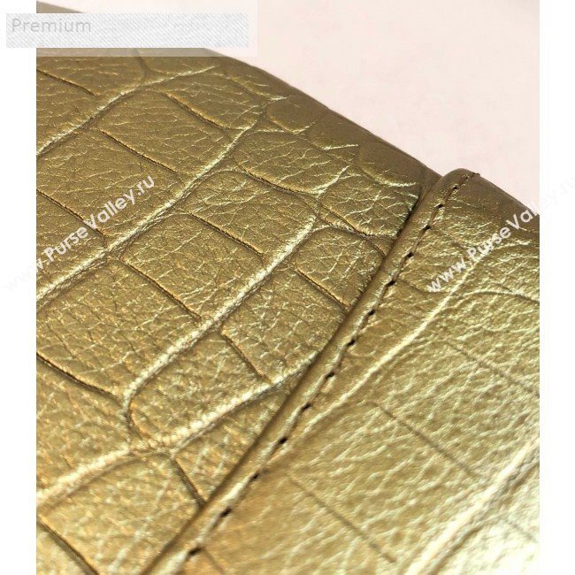 Chanel Metallic Crocodile Embossed Calfskin Gabrielle Small Backpack A94485 Gold 2019 (YD-9071202)