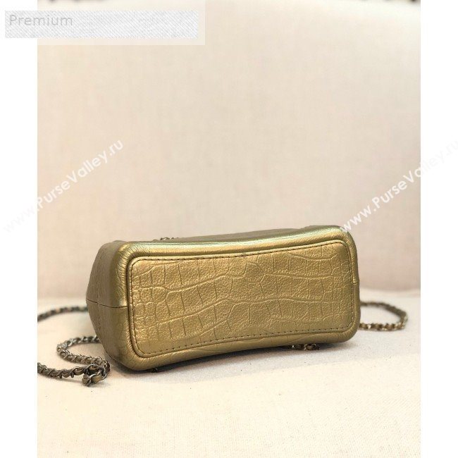 Chanel Metallic Crocodile Embossed Calfskin Gabrielle Small Backpack A94485 Gold 2019 (YD-9071202)