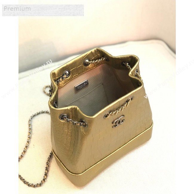 Chanel Metallic Crocodile Embossed Calfskin Gabrielle Small Backpack A94485 Gold 2019 (YD-9071202)