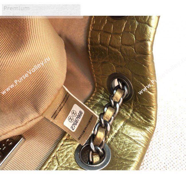 Chanel Metallic Crocodile Embossed Calfskin Gabrielle Small Backpack A94485 Gold 2019 (YD-9071202)
