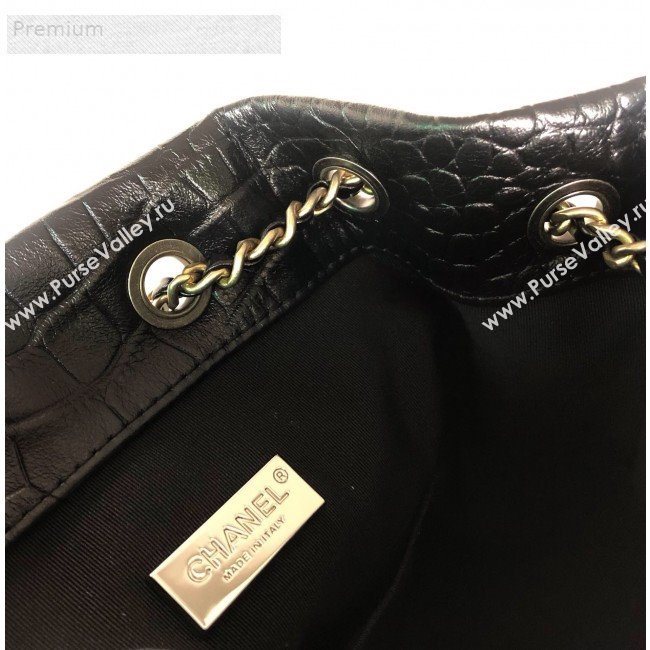 Chanel Crocodile Embossed Calfskin Gabrielle Small Backpack A94485 Black 2019 (YD-9071205)