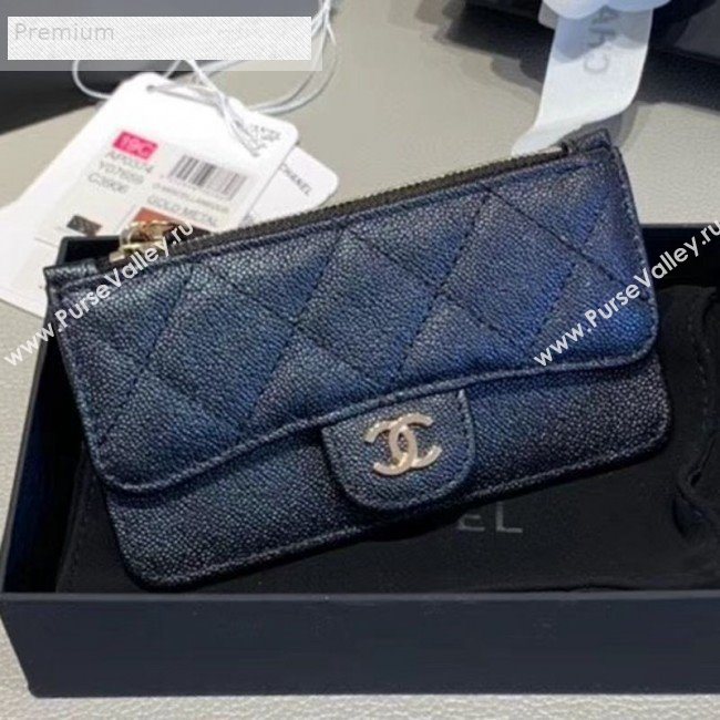 Chanel Quilted Grained Calfskin Zipped Classic Card Holder AP0374 Black 2019 (KAIS-9071219)