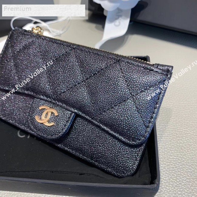 Chanel Quilted Grained Calfskin Zipped Classic Card Holder AP0374 Black 2019 (KAIS-9071219)
