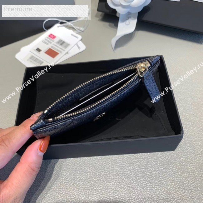 Chanel Quilted Grained Calfskin Zipped Classic Card Holder AP0374 Black 2019 (KAIS-9071219)