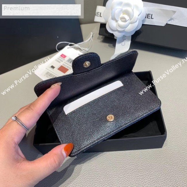 Chanel Quilted Grained Calfskin Zipped Classic Card Holder AP0374 Black 2019 (KAIS-9071219)
