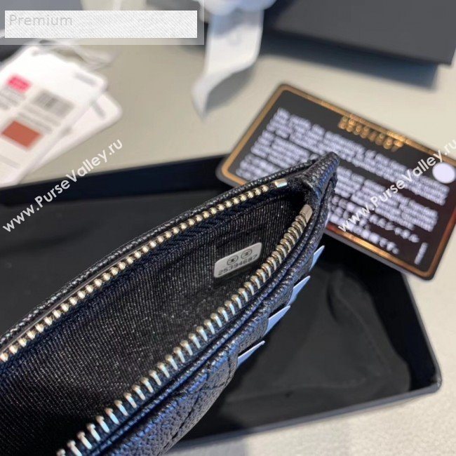 Chanel Quilted Grained Calfskin Zipped Classic Card Holder AP0374 Black 2019 (KAIS-9071219)