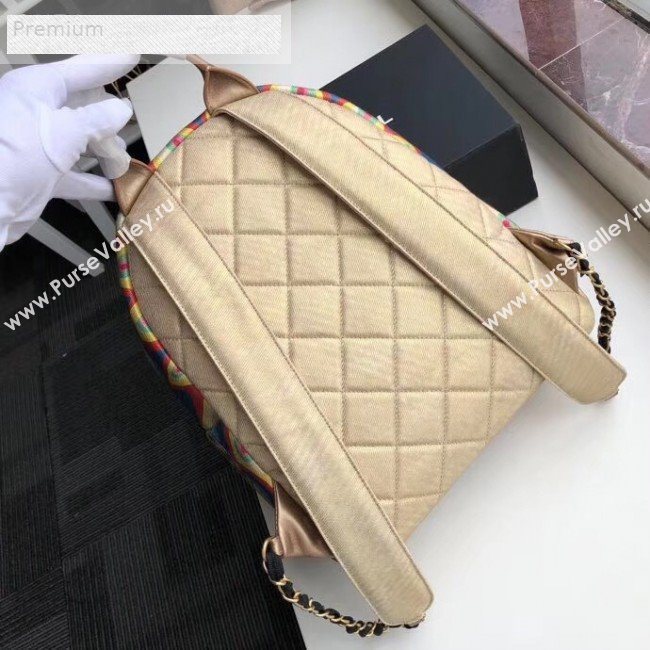 Chanel Graffiti Metallic Cotton Small Backpack AS0867 Gold/Multicolor 2019  (XGZ-9071208)
