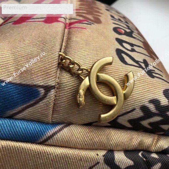Chanel Graffiti Metallic Cotton Small Backpack AS0867 Gold/Multicolor 2019  (XGZ-9071208)