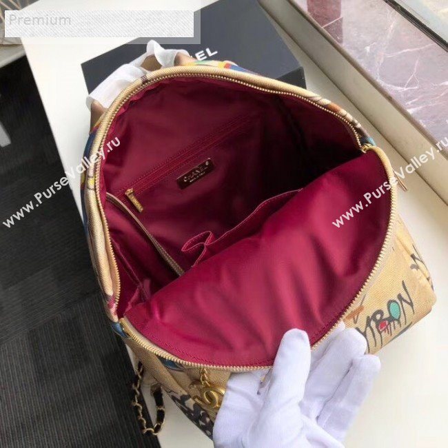 Chanel Graffiti Metallic Cotton Small Backpack AS0867 Gold/Multicolor 2019  (XGZ-9071208)