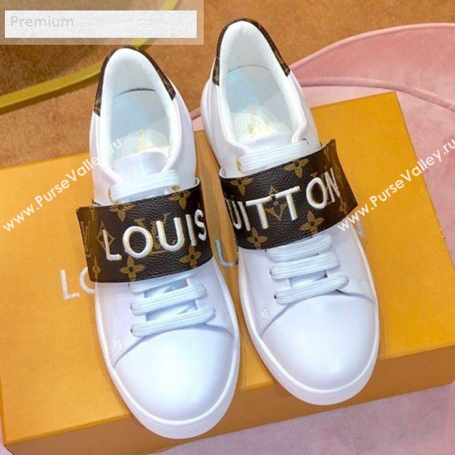 Louis Vuitton Frontrow Logo Strap Sneakers 1A4VSM White/Monogram 2019 (1054-9071903)