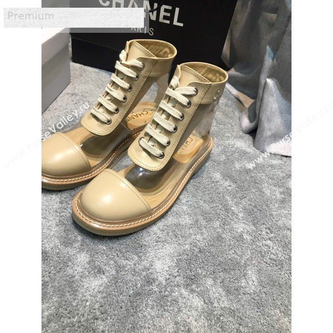 Chanel Transparent TPU Lace-ups Ankle Short Boots G34862 Beige 2019 (HQG-9071926)