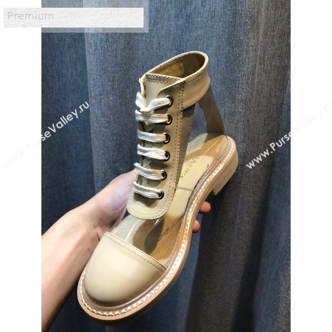 Chanel Transparent TPU Lace-ups Ankle Short Boots G34862 Beige 2019 (HQG-9071926)