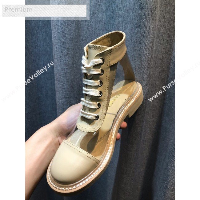 Chanel Transparent TPU Lace-ups Ankle Short Boots G34862 Beige 2019 (HQG-9071926)