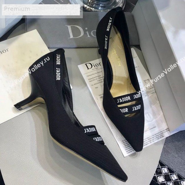 Dior Jadior Fabric Logo Band Heel Pump 6.5cm/9.5cm Black 2019 (JINC-9071732)