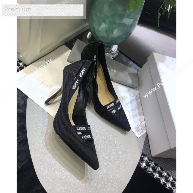 Dior Jadior Fabric Logo Band Heel Pump 6.5cm/9.5cm Black 2019 (JINC-9071732)