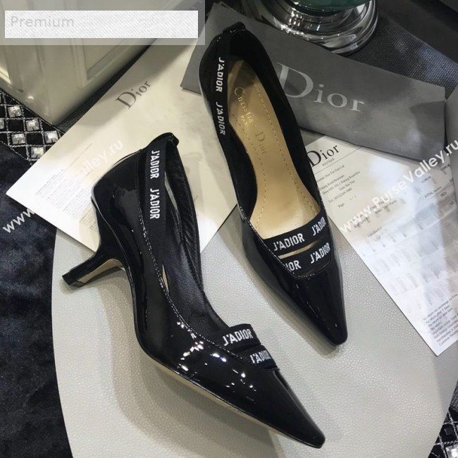 Dior Jadior Patent Leather Logo Band Heel Pump 6.5cm/9.5cm Black 2019 (JINC-9071733)