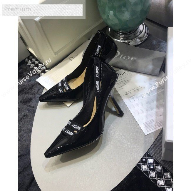 Dior Jadior Patent Leather Logo Band Heel Pump 6.5cm/9.5cm Black 2019 (JINC-9071733)