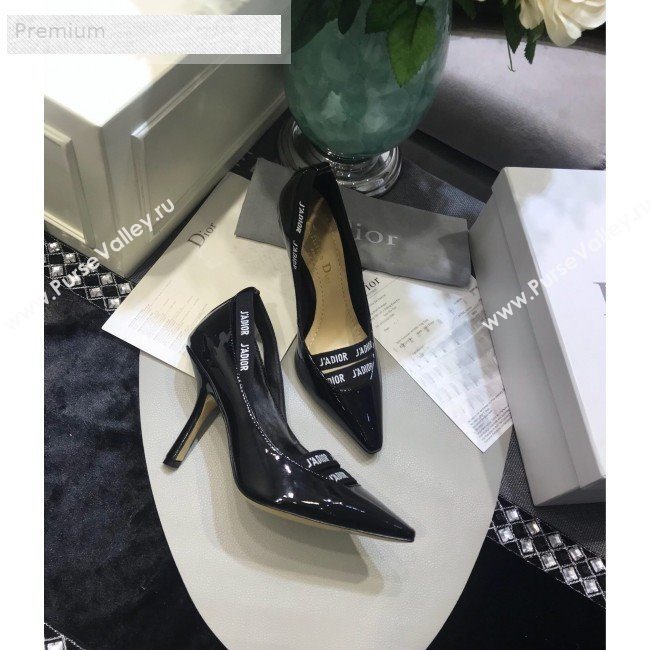 Dior Jadior Patent Leather Logo Band Heel Pump 6.5cm/9.5cm Black 2019 (JINC-9071733)