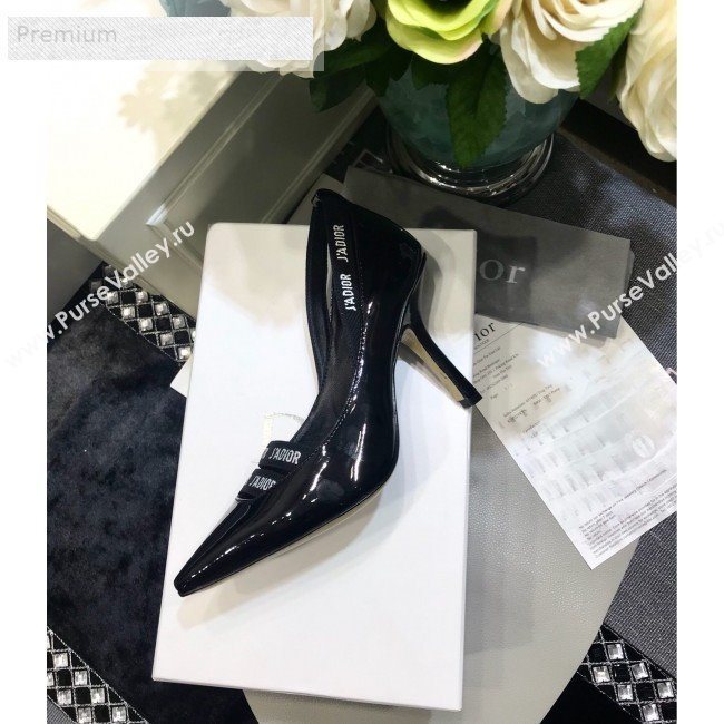 Dior Jadior Patent Leather Logo Band Heel Pump 6.5cm/9.5cm Black 2019 (JINC-9071733)