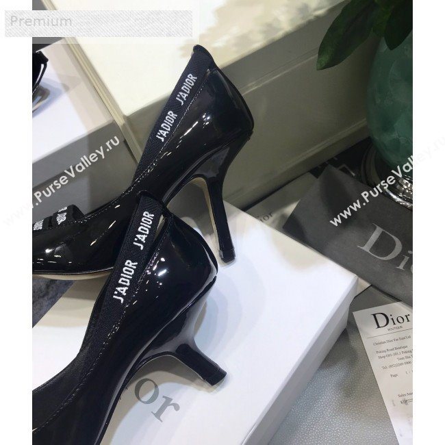 Dior Jadior Patent Leather Logo Band Heel Pump 6.5cm/9.5cm Black 2019 (JINC-9071733)