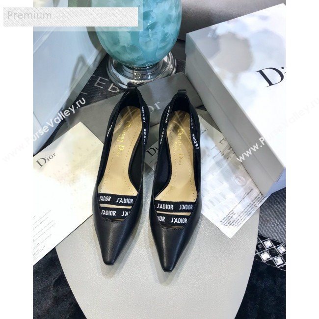 Dior Jadior Leather Logo Band Heel Pump 6.5cm/9.5cm Black 2019 (JINC-9071734)