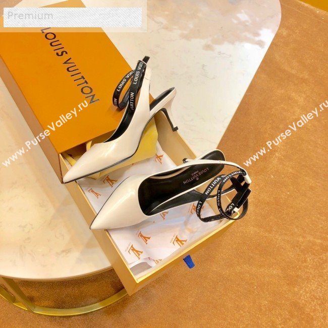 Louis Vuitton Call Back Mid-Heel Open-back Pump 1A4WXM White 2019 (1054-9071641)