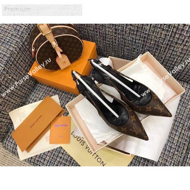 Louis Vuitton Cherie Monogram Canvas Mid-Heel Slingback Pump 1A5BPP 2019 (1054-9071640)