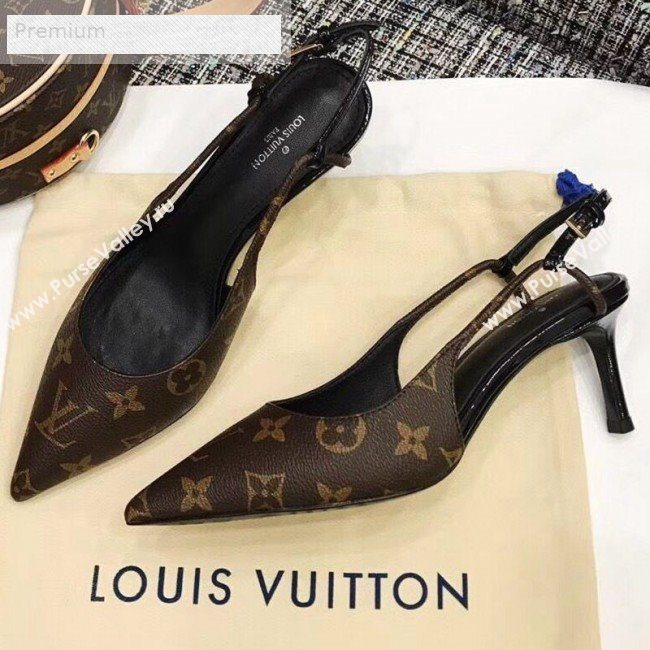 Louis Vuitton Cherie Monogram Canvas Mid-Heel Slingback Pump 1A5BPP 2019 (1054-9071640)
