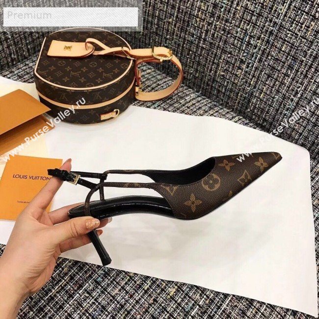 Louis Vuitton Cherie Monogram Canvas Mid-Heel Slingback Pump 1A5BPP 2019 (1054-9071640)