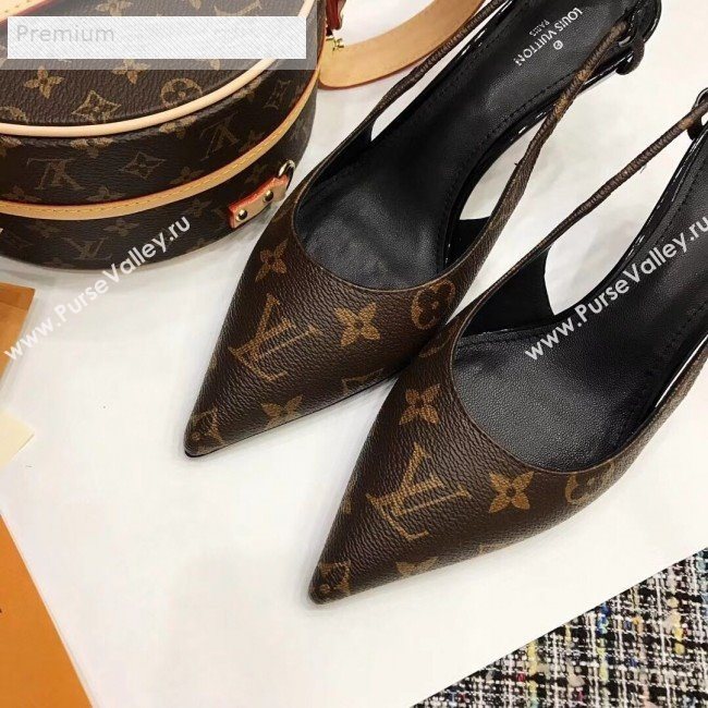 Louis Vuitton Cherie Monogram Canvas Mid-Heel Slingback Pump 1A5BPP 2019 (1054-9071640)