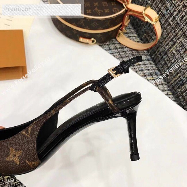 Louis Vuitton Cherie Monogram Canvas Mid-Heel Slingback Pump 1A5BPP 2019 (1054-9071640)