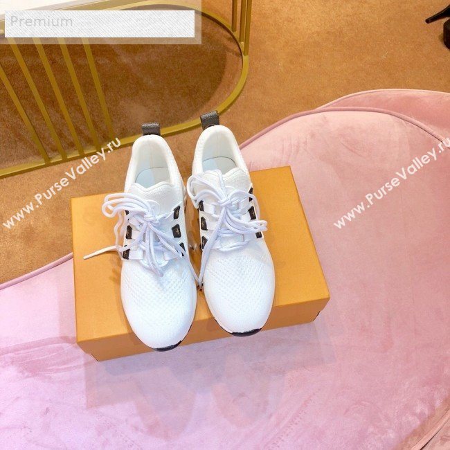 Louis Vuitton Aftergame Monogram Trim Knit Sneakers 1A57CO White 2019 (1054-9071658)