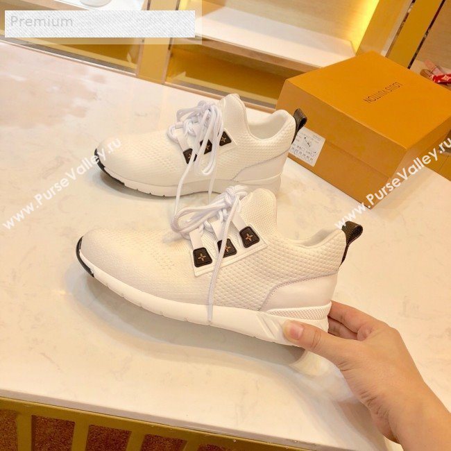 Louis Vuitton Aftergame Monogram Trim Knit Sneakers 1A57CO White 2019 (1054-9071658)