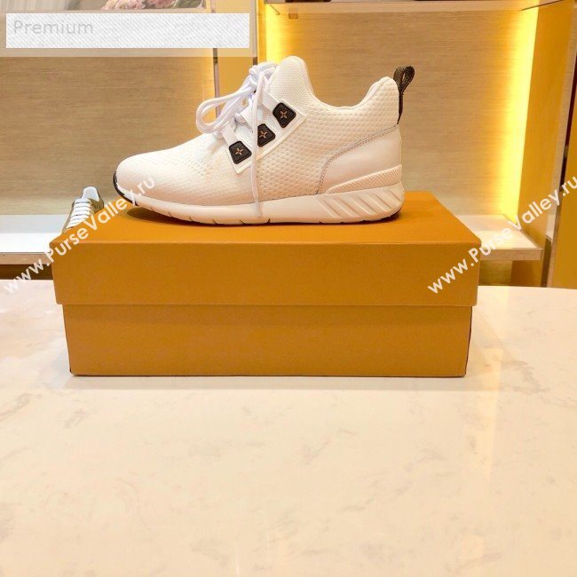 Louis Vuitton Aftergame Monogram Trim Knit Sneakers 1A57CO White 2019 (1054-9071658)