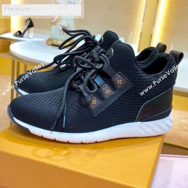 Louis Vuitton Aftergame Monogram Trim Knit Sneakers 1A57CO Black 2019 (1054-9071659)