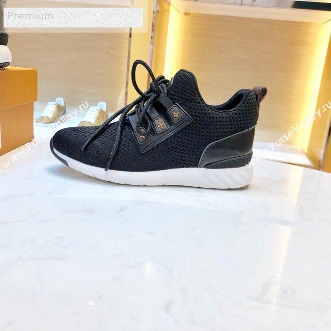 Louis Vuitton Aftergame Monogram Trim Knit Sneakers 1A57CO Black 2019 (1054-9071659)