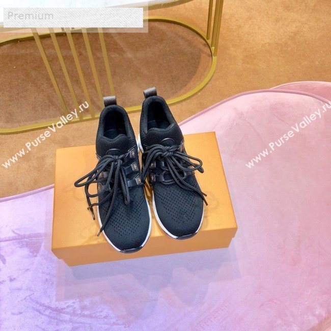 Louis Vuitton Aftergame Monogram Trim Knit Sneakers 1A57CO Black 2019 (1054-9071659)