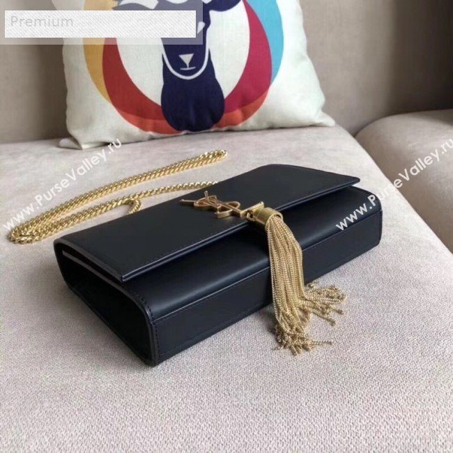 Saint Laurent Kate Small Chain and Tassel Bag in Smooth Leather 474366 Black/Gold   (BGL-9071702)