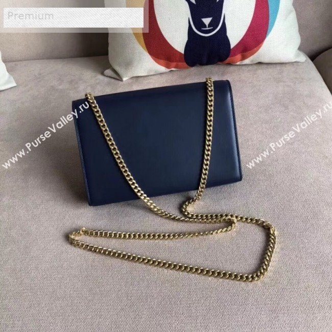 Saint Laurent Kate Small Chain and Tassel Bag in Smooth Leather 474366 Dark Blue/Gold   (BGL-9071704)