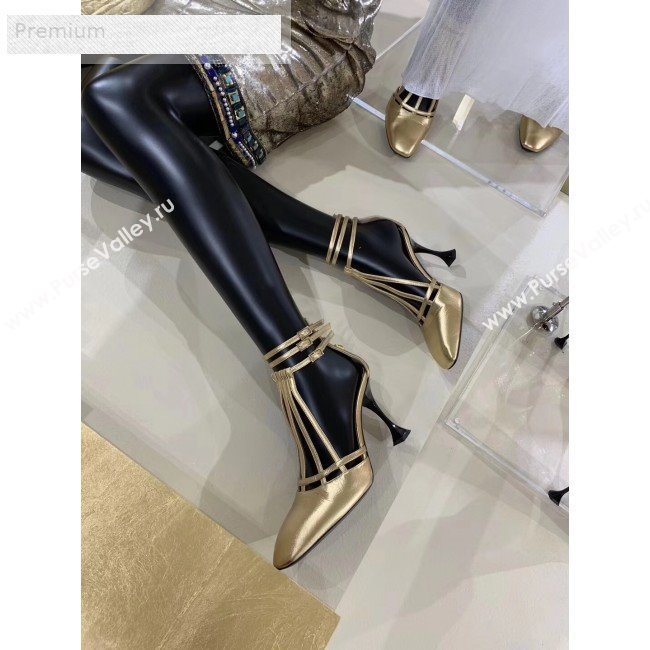 Chanel Metallic Laminated Lambskin High-Heel Sandals G34886 Gold 2019 (XO-9071717)