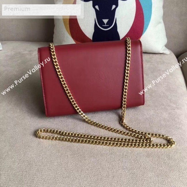 Saint Laurent Kate Small Chain and Tassel Bag in Smooth Leather 474366 Dark Red/Gold   (BGL-9071705)