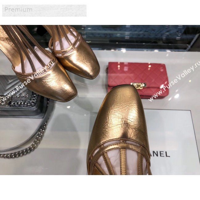 Chanel Metallic Laminated Lambskin High-Heel Sandals G34886 Gold 2019 (XO-9071717)