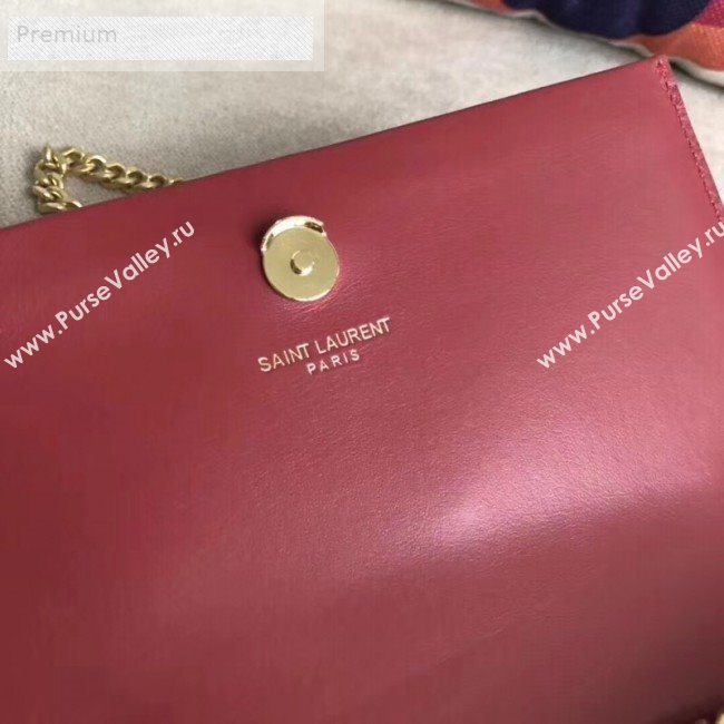 Saint Laurent Kate Small Chain and Tassel Bag in Smooth Leather 474366 Dark Red/Gold   (BGL-9071705)