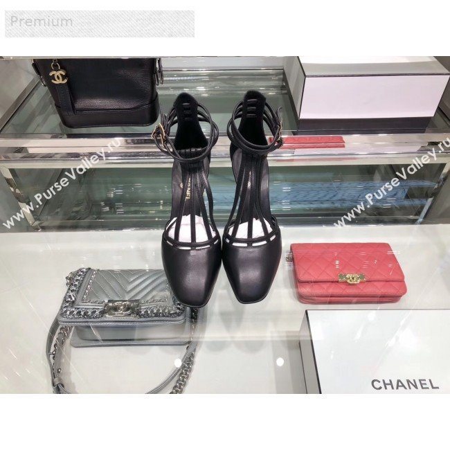 Chanel Laminated Lambskin High-Heel Sandals G34886 Black 2019 (XO-9071718)