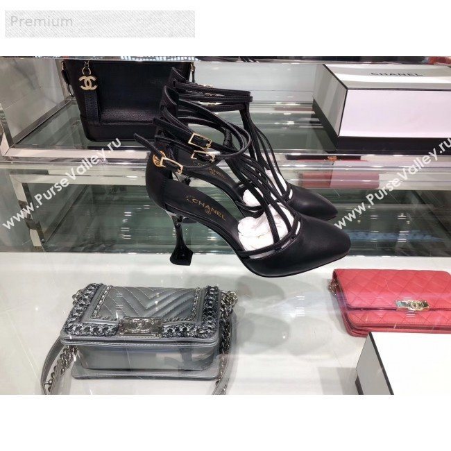 Chanel Laminated Lambskin High-Heel Sandals G34886 Black 2019 (XO-9071718)