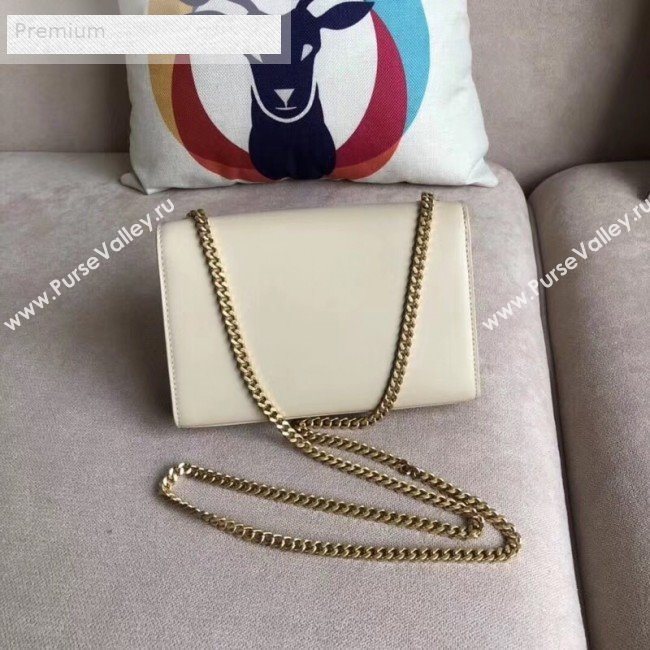 Saint Laurent Kate Small Chain and Tassel Bag in Smooth Leather 474366 White/Gold   (BGL-9071706)