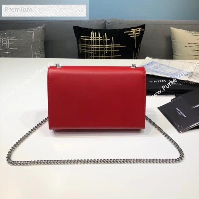 Saint Laurent Kate Small Chain and Tassel Bag in Smooth Leather 474366 Bright Red/Silver (BGL-9071708)